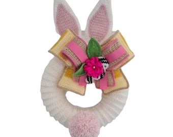 Patrón de corona de Pascua a crochet - Conejito de primavera