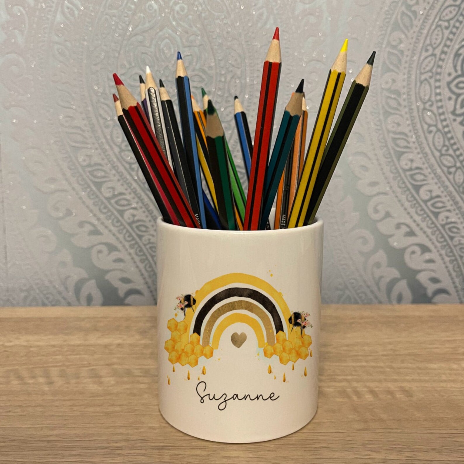 Personalised Pencil Pot Pen & Pencil Organiser Rainbow Etsy