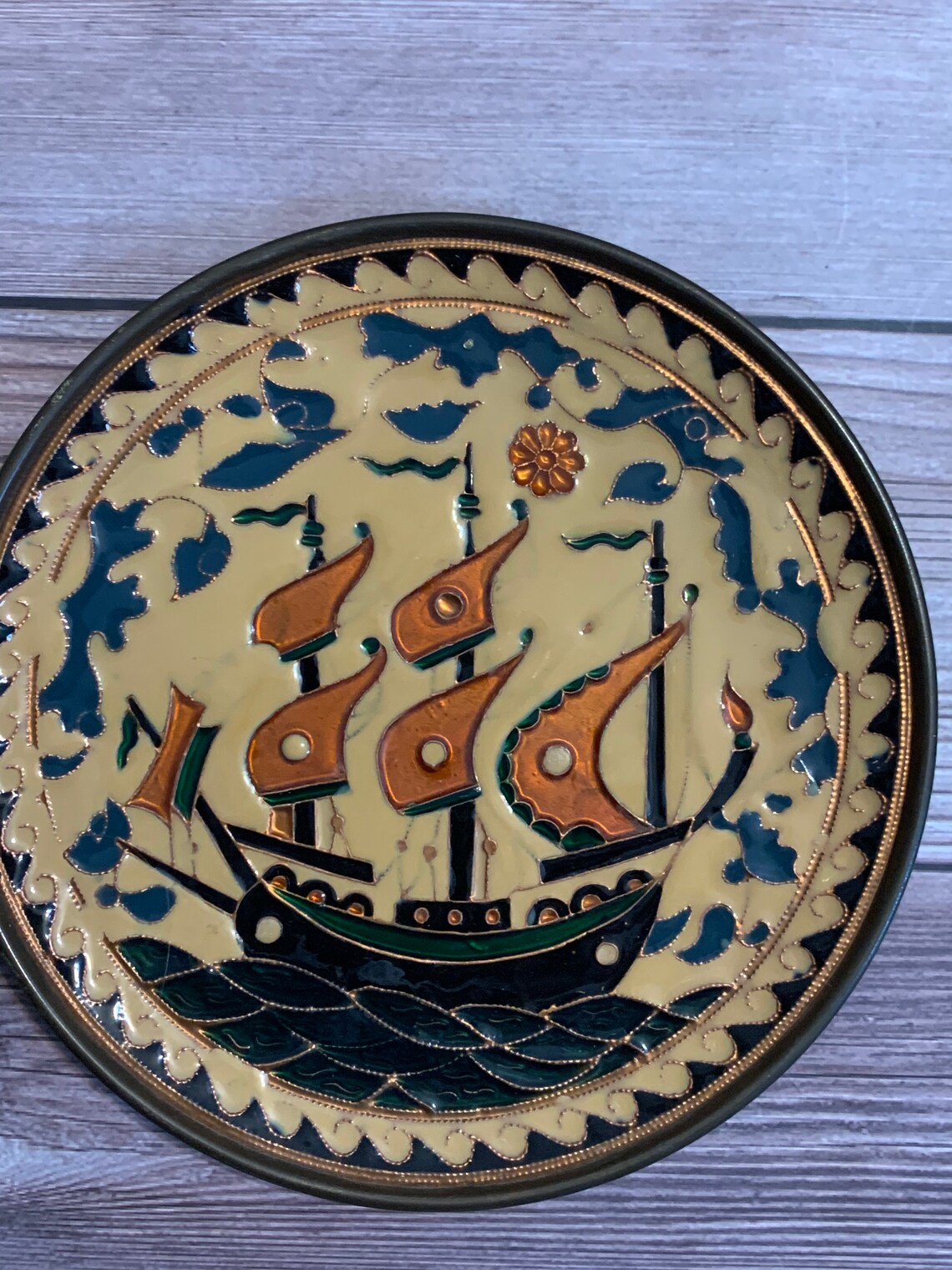 Enamel on Bronze & Copper 7 3/8 Plate Hand Made in Etsy