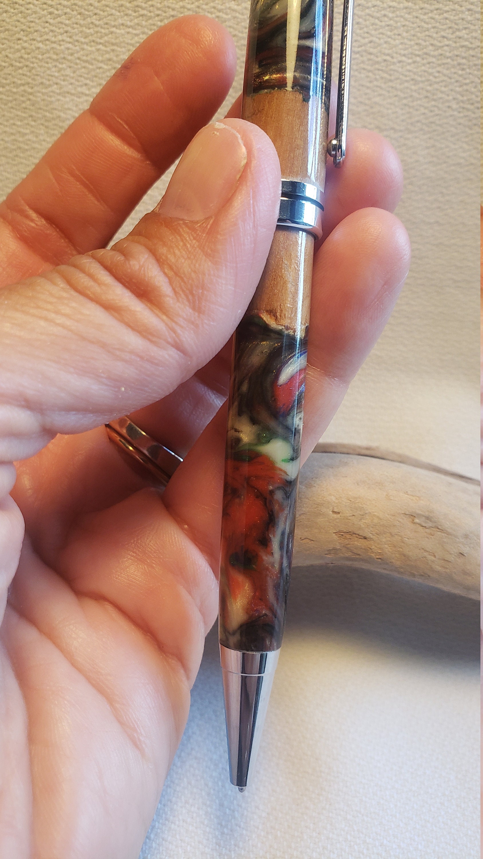 Wood and Resin Lathe Turned Pen With Stylus Etsy UK