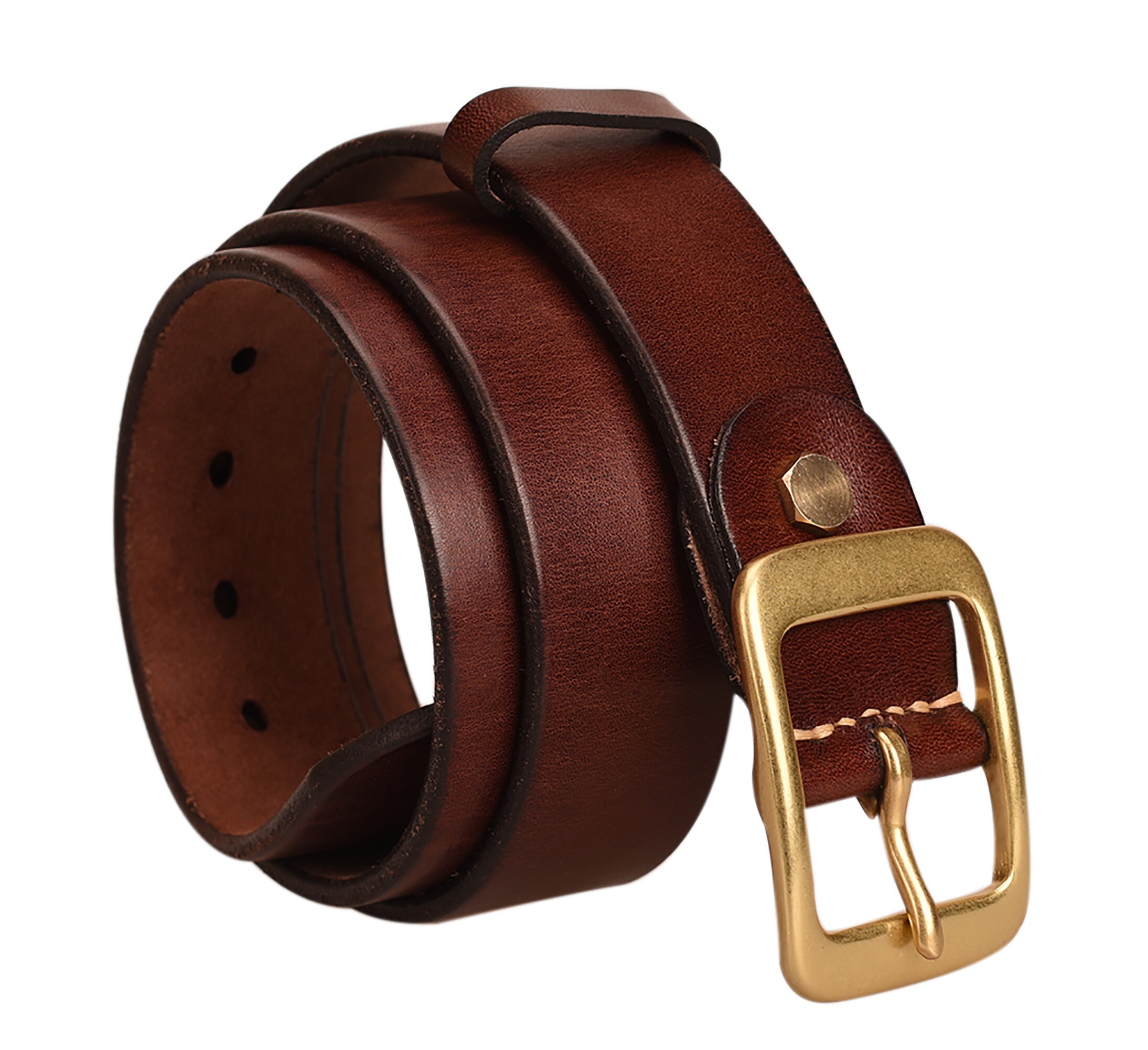 Handmade LEATHER BELT. solid BRASS buckle.genuine leather Etsy