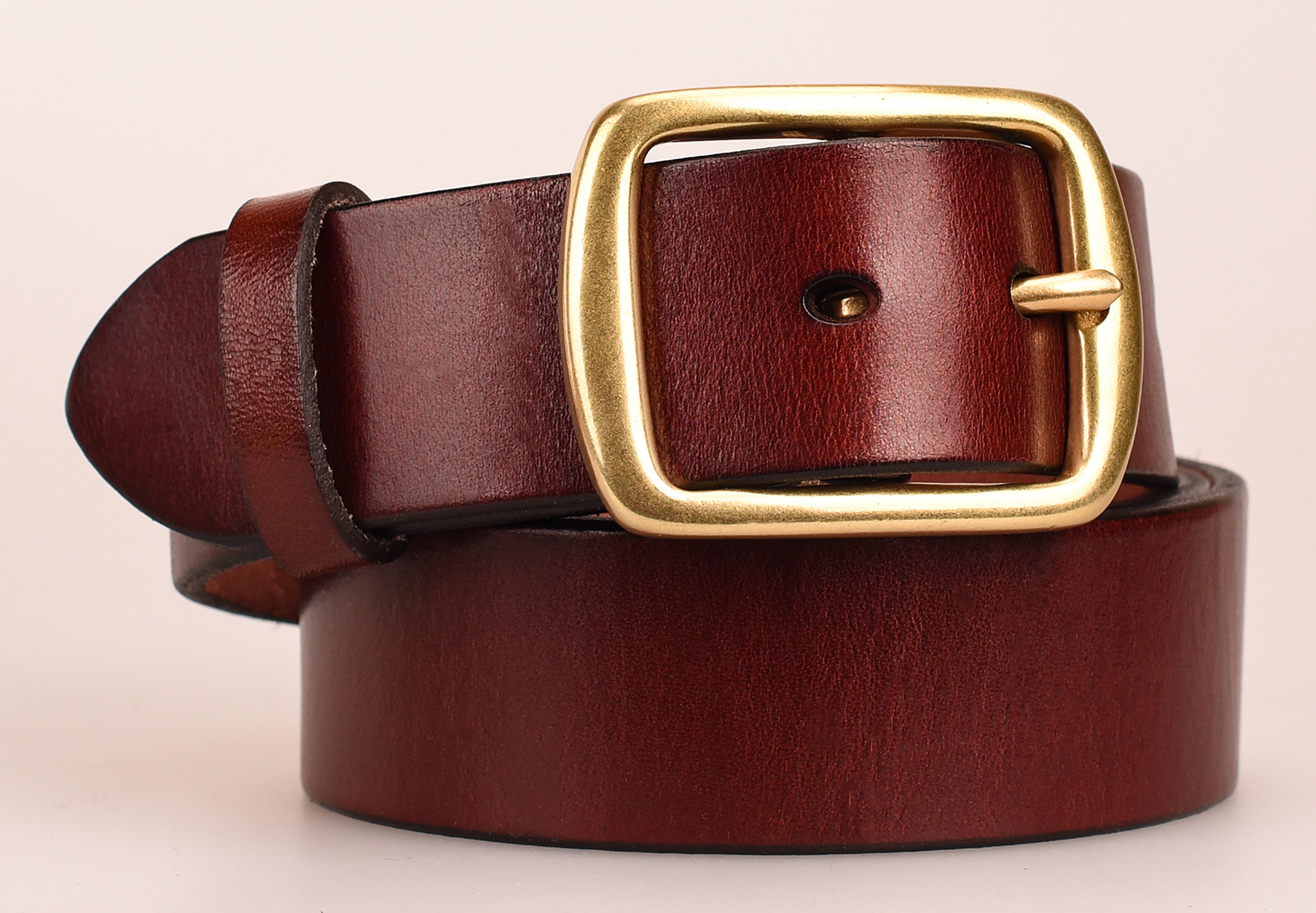 Handmade LEATHER BELT. solid BRASS buckle.genuine leather Etsy