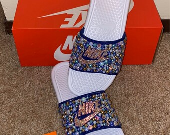 nike slides with diamonds