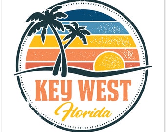 Key West Florida City Flag car bumper sticker window decal 5" x 3" 