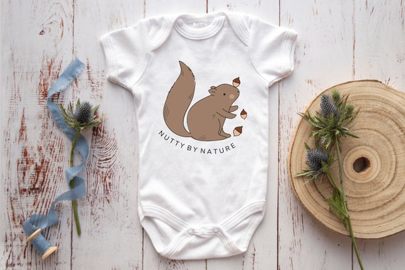 Squirrel Baby Clothes Nutty by Nature Baby Grow Baby Pun Woodland