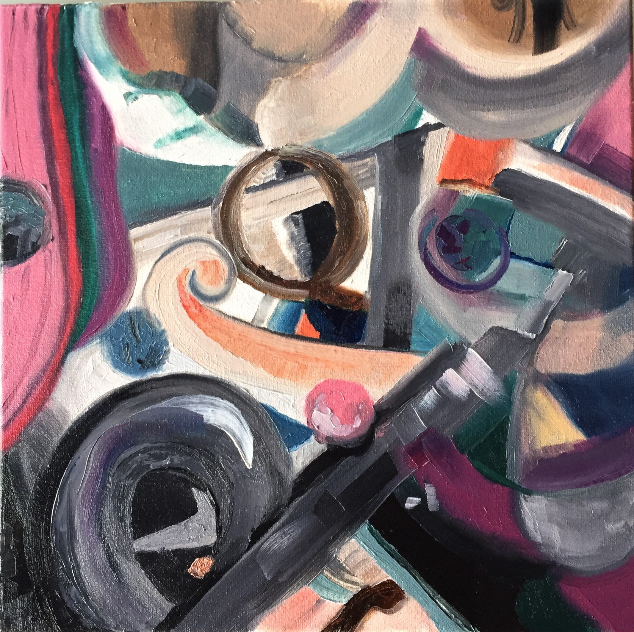 Abstract Oil Painting Orchestra Symphony Music Original Small Art 12 on