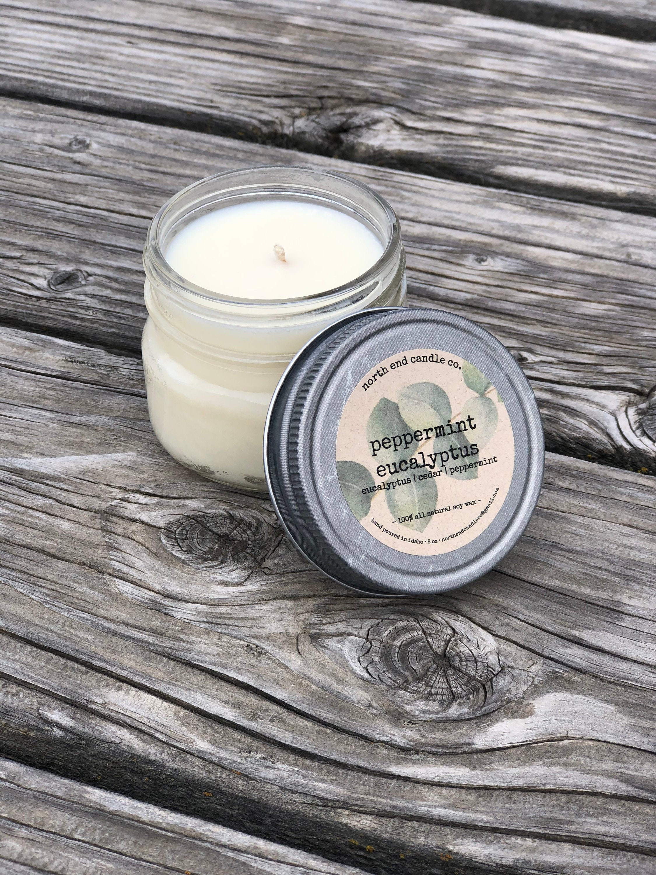 Peppermint Eucalyptus Scented Candle Eucalyptus Cedar Etsy Israel