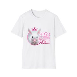 Camiseta de conejito lindo pero psicópata, camiseta de algodón suave imagen 3