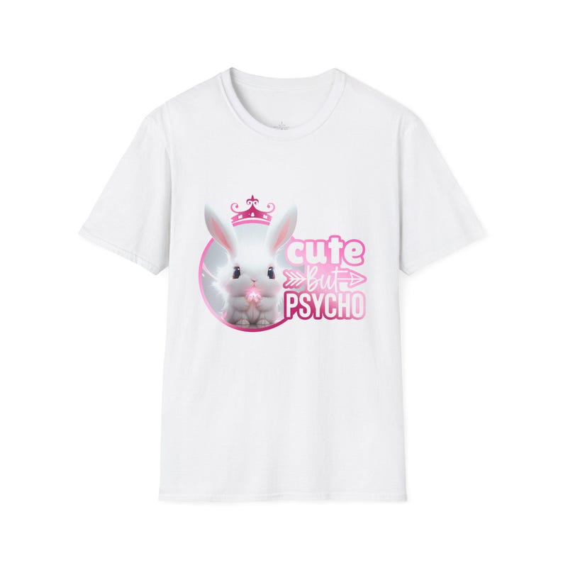 Camiseta de conejito lindo pero psicópata, camiseta de algodón suave imagen 3