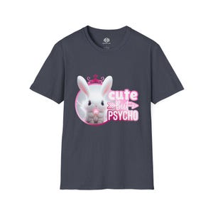 Camiseta de conejito lindo pero psicópata, camiseta de algodón suave imagen 8