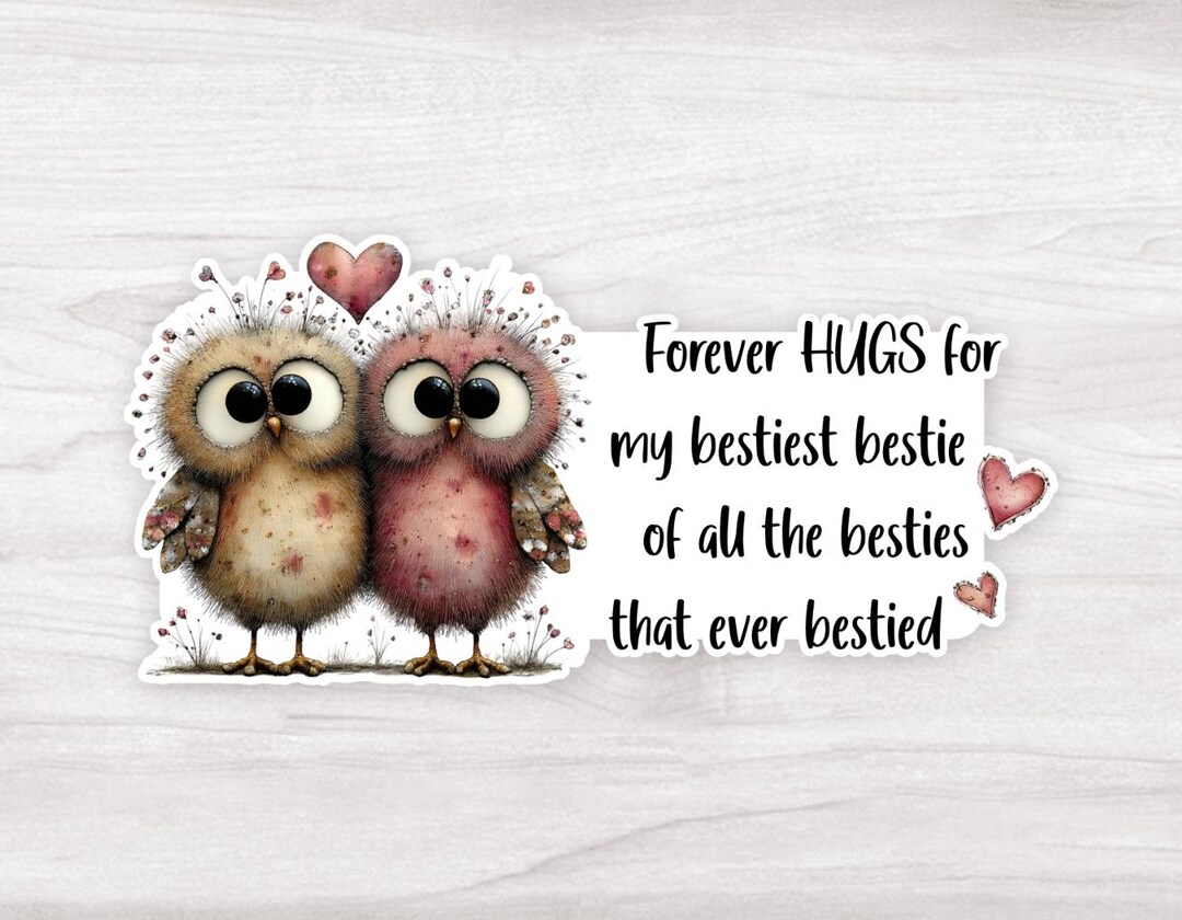 BFF - Hugs Vinyl Durable Sticker: Valentine Gift, Anniversary ...