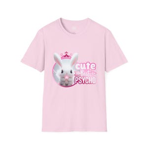 Camiseta de conejito lindo pero psicópata, camiseta de algodón suave imagen 9