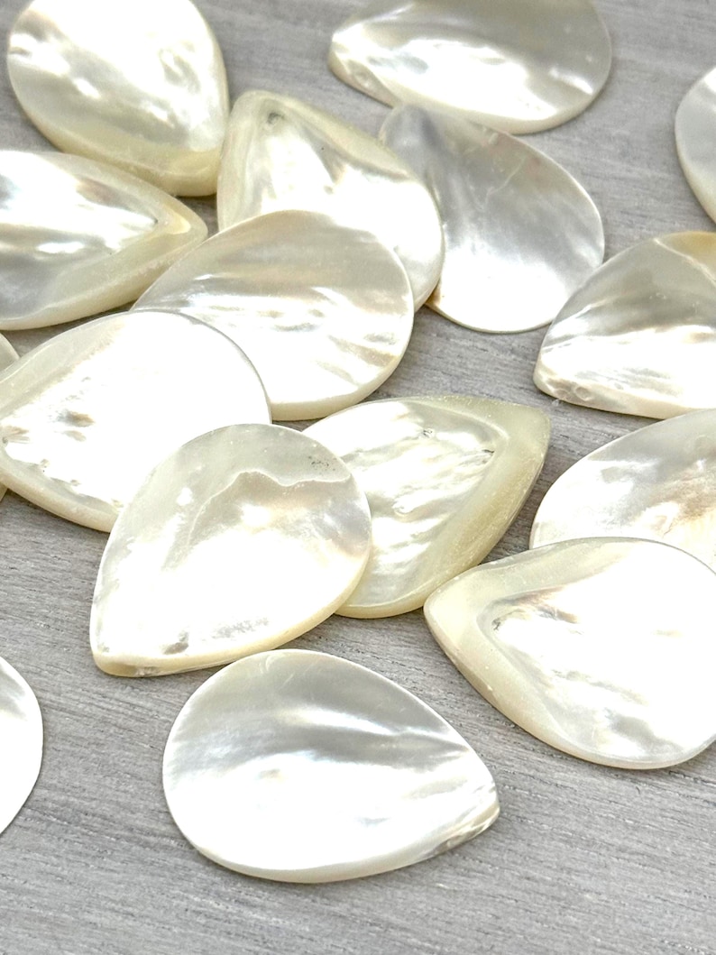 10 Iridescent White Mother of Pearl Shell Drop Beads: Jewelry DIY ...