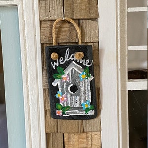 ミニチュアハンドペイントWELCOME SLATE「バードハウス」（1:12スケール）