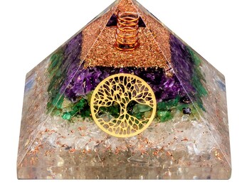 Reiki Energized Chakra Three Layer Healing Orgone Pyramid for Yoga,Meditation,Positive energy, Emf protection Healing Stone energy generator