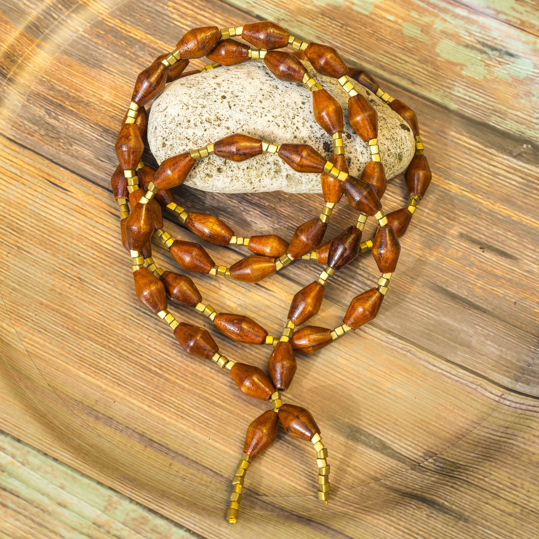 Wooden Hand Made Maladamaru Beadsgolden and Brown Etsy UK