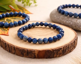 Lapis Lazuli Bracelet 8mm | Healing Crystal Bracelet | Handmade Gemstone Stretch Bracelet | Yoga Meditation Jewelry | Chakra Bracelet Gift