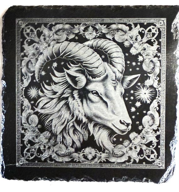 Zodiac Coasters Capricorn. Laser engraved 4x4 slate coaster