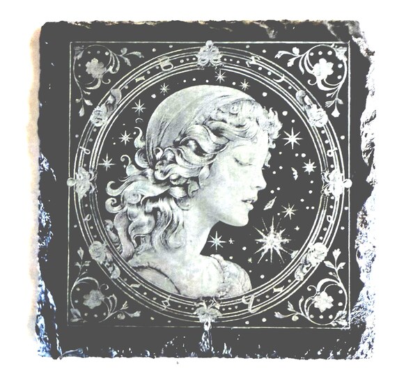 Zodiac Coasters Virgo. 4x4 laser engraved slate coaster