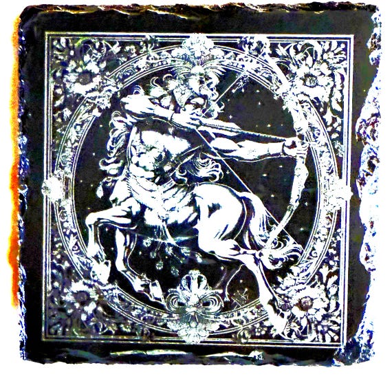Zodiac Coasters Sagittarius.  4x4 laser engraved slate coaster