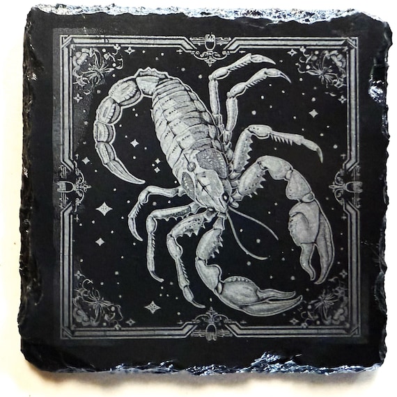 Zodiac Coasters Scorpio. 4x4 laser engraved slate coaster