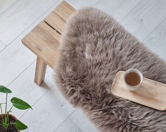 Deep Pile Sheepskin Rug / Throw in Taupe