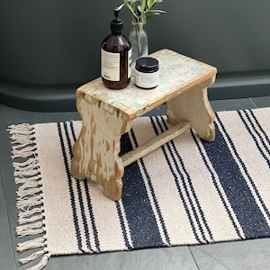 Hand woven French stripe cotton rug