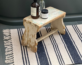 Hand woven French stripe cotton rug
