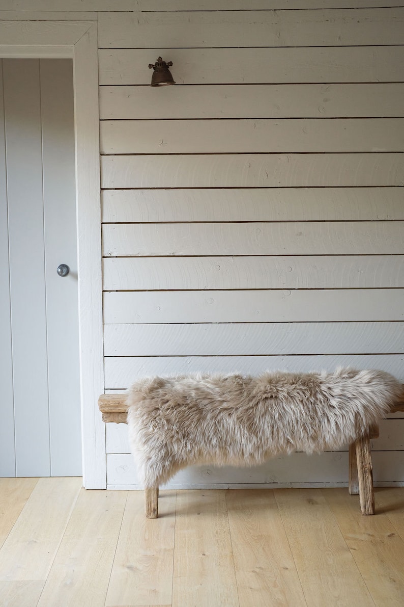 Deep Pile Sheepskin Rug in Oyster / Beige sheepskin Rug / Dark Linen Sheepskin Rug image 7