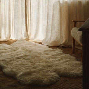 Large Quad Sheepskin Rug in Natural White