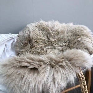 Deep Pile Sheepskin Rug in Oyster / Beige sheepskin Rug / Dark Linen Sheepskin Rug image 3