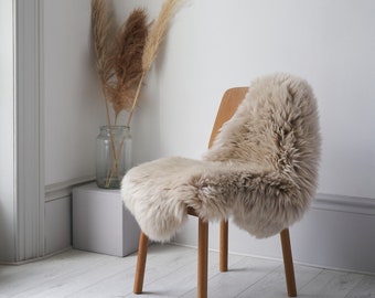 Deep Pile Sheepskin Rug in Oyster / Beige sheepskin Rug / Dark Linen Sheepskin Rug