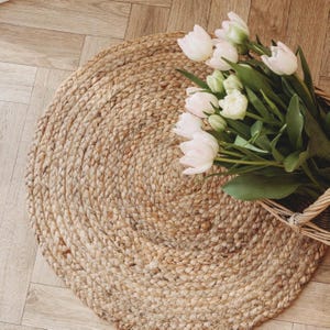 Round Jute Braided Rug / Sustainable Jute Rug