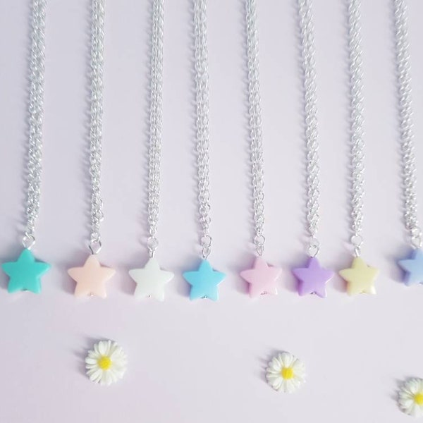 Star Pastel Necklace Kawaii Fairy Kei Candy Rainbow UK Japanese Harajuku Style Simple Cute Letterbox Gift Friendship Festival Cottagecore