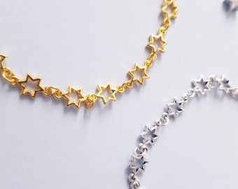 Twinkle Star Bracelet Cute Delicate Silver Or Gold Tone W Extender Chain Kawaii Gift Anklet UK Metal