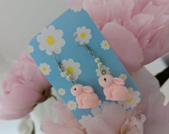 Défaut pastel Boucles d'oreilles pendantes en acier inoxydable Kawaii Sweet Cottagecore, cadeau boîte aux lettres Royaume-Uni, déclaration florale, été mignon
