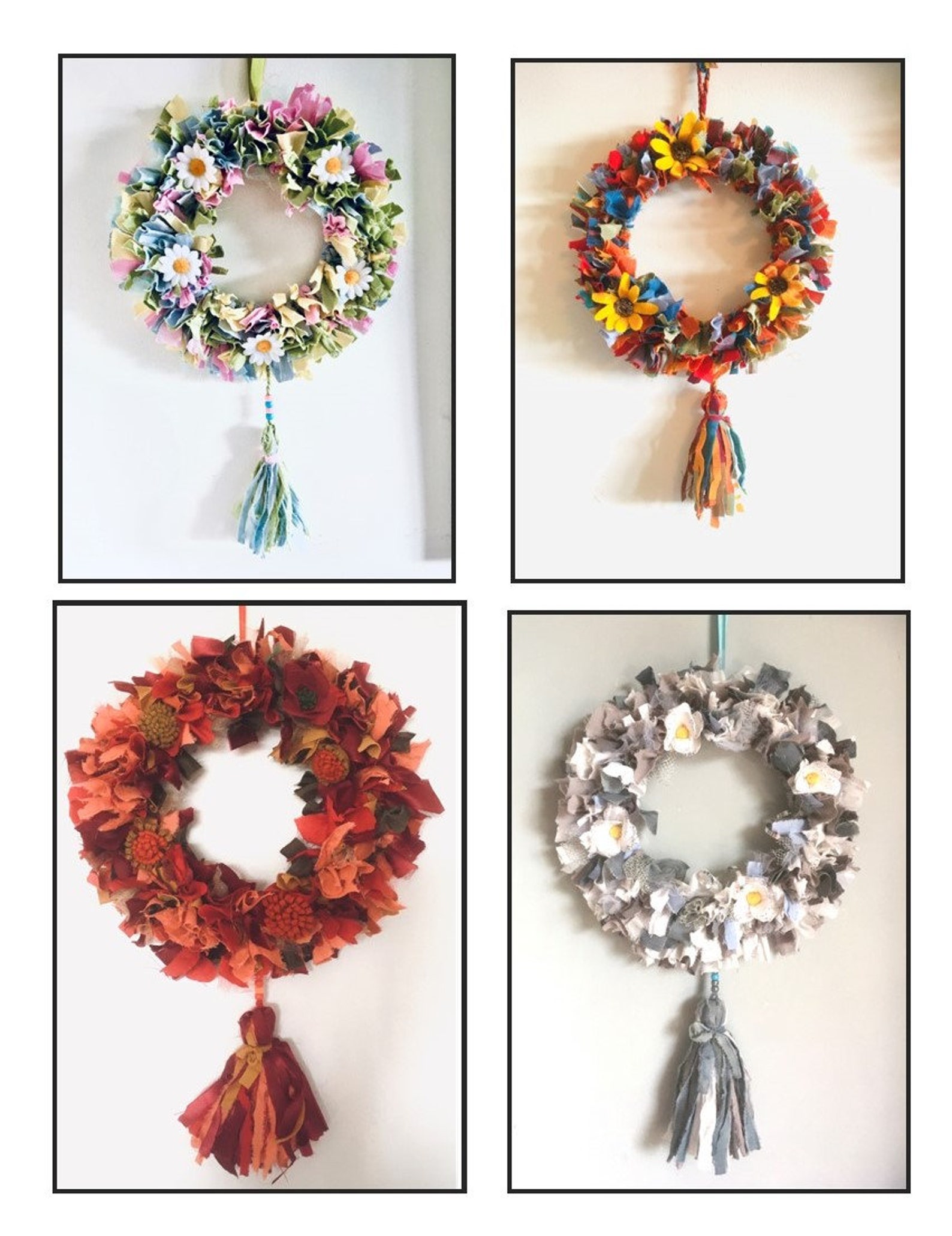 Daisy Rag Wreath. Make Your Own Stunning Shabby Chic Rag Etsy UK