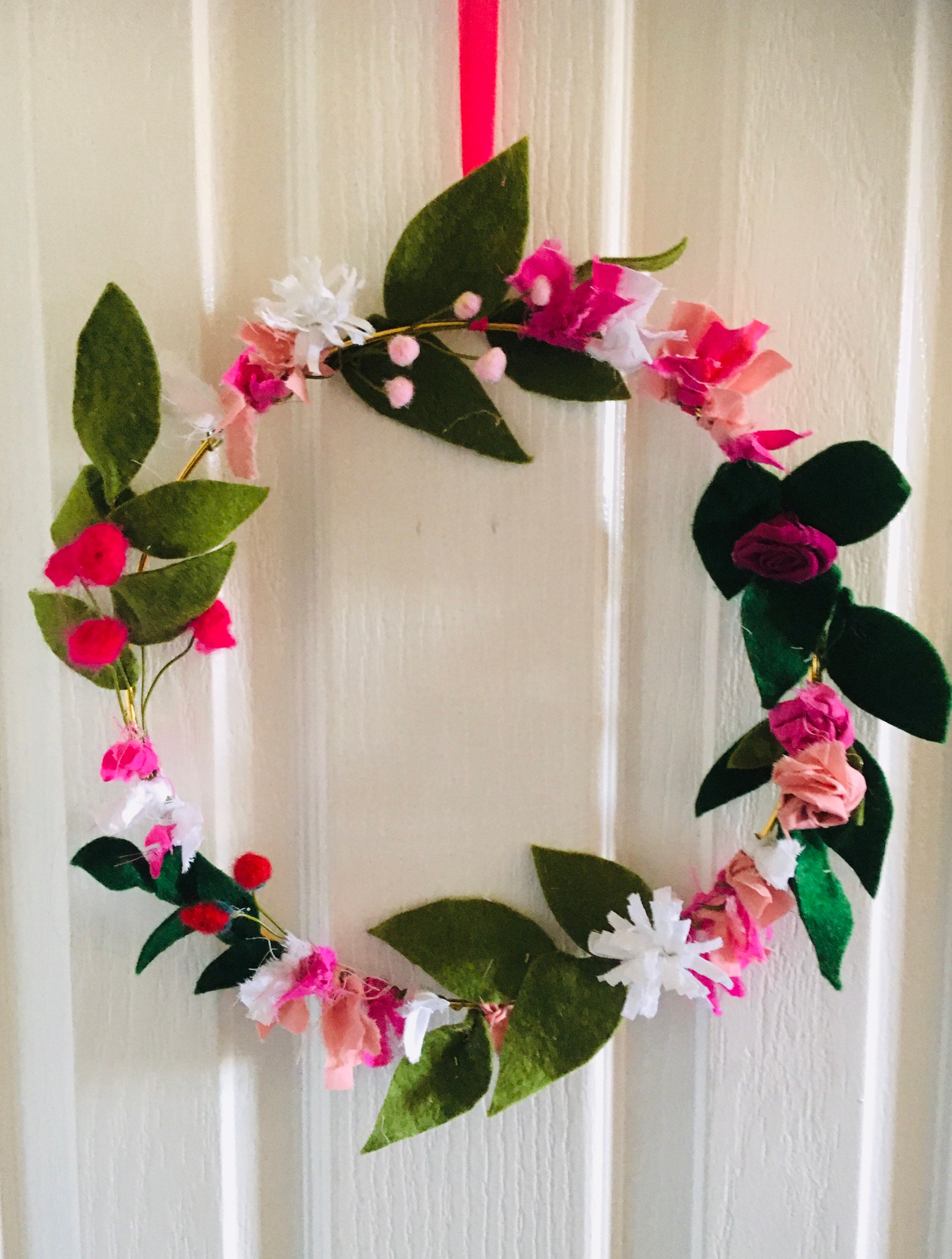 Spring Mothers Day fabric rag tie garland