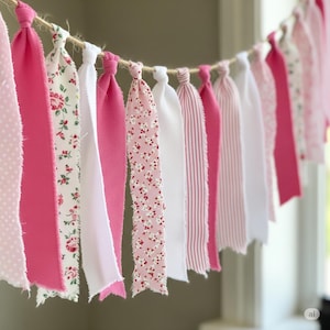 Handmade Fabric Tassel Bunting, Recycled Eco-Friendly Decor in Custom Colors