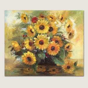 Sunflower Painting On Canvas Original Flowers Abstract Floral Oil Painting Wall Art Home Decor for Living Room Bedroom