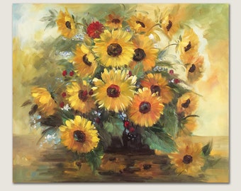 Sunflower Painting On Canvas Original Flowers Abstract Floral Oil Painting Wall Art Home Decor for Living Room Bedroom
