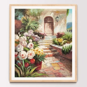 Impressionist Oil Painting Original Path Flowers Painting on Canvas Garden Path with Flower Landscape Wall Art Decor 20&quot;x24&quot;