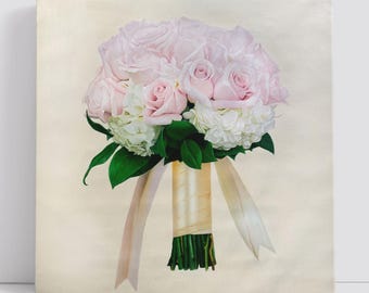 Personalized Wedding Bouquet Portrait Painting, Custom Bridal Flowers Artwork, Floral Oil Painting from Photo, Unique Wedding Keepsake Gift