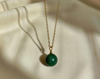 Handmade Simple Crystal Bead Pendant, Natural Ocean Jasper Necklace, Healing Gemstone Jewellery, With 18 inch chain, Dainty Gift for Women
