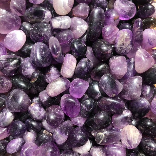 Amethyst Tumble Stone Set, Purple Healing Crystal Tumbled Pocket Rock, Small A Grade Bulk Tumble Set, Ethically Sourced Intuitively Chosen