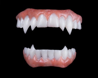 Dual Fang Dentures: Werewolf, Vampire & Creature Teeth for Halloween, Cosplay, Horror Films  Props