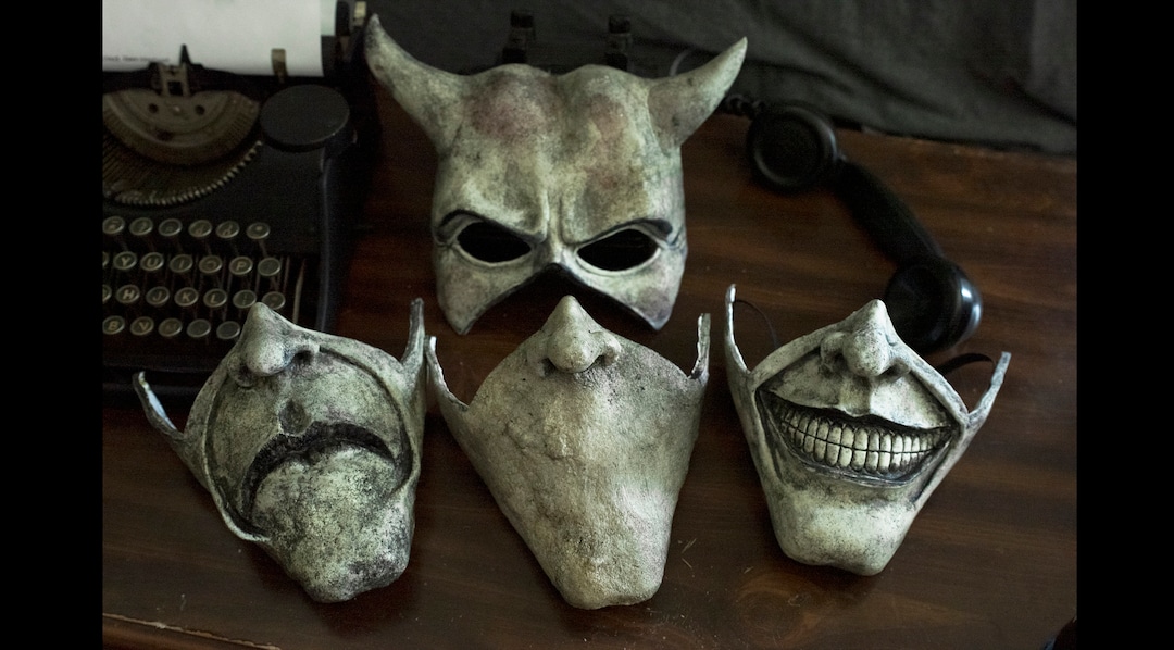 黒い電話掴みマスク：怖いハロウィーンのコスプレやゴシックロール