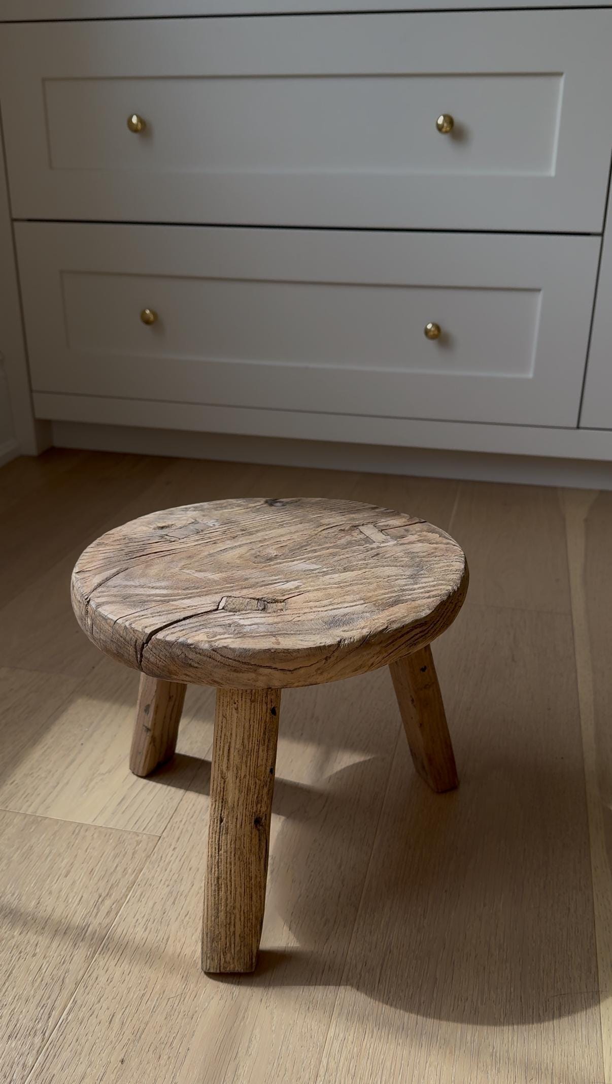 Small Vintage Round Stool, Kitchen Step Stool, Bathroom Wood Stool ...