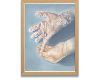 Surgical Hands Illustration, Medical Art, Hands, Home Decor, Dorm Decor, Wall Art Decor, Medical, Print