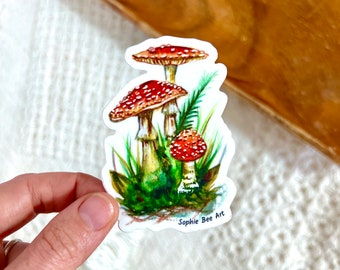 Fly Agaric Mushroom Vinyl Sticker, Mushroom, Mushroom Sticker, Sticker, Vinyl Sticker, Waterproof Sticker, Laptop Decal, Decal, Fly Agaric